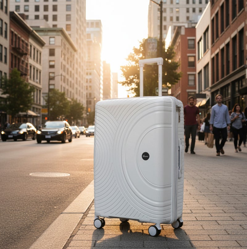 SENATOR طقم حقائب سفر عصرية للجنسين من مادة PP خفيفة الوزن مع هيكل صلب وعجلات دوارة مزدوجة 4 وقفل تركيبي مكون من 3 أرقام KH1010 رمادي فاتح - Image 3